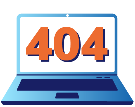 404 error displayed on illustration of laptop