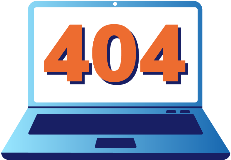 404 error displayed on illustration of laptop