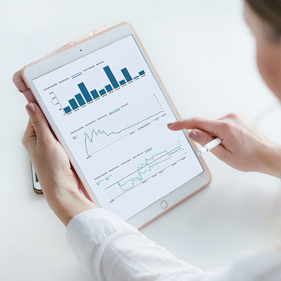 Itarle Best execution algorithms graphics displayed on tablet